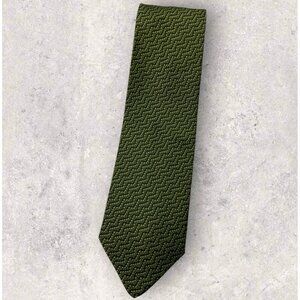 MONTANA Silk Tie ITALY Green Black Geometric W:4" EUC